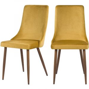 Image de Rendez Vous Déco Chaise Vinni en velours jaune moutarde (lot de 2) - Jaune