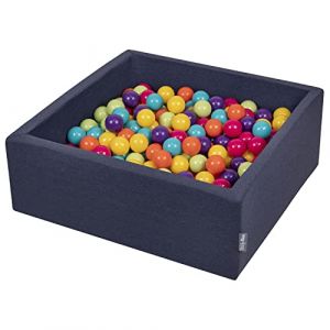 90X30cm/200 Balles ? 7Cm Carr&eacute; Piscine &agrave; Balles Pour B&eacute;b&eacute; Fabriqu&eacute; En ue, Bleu Fonc&eacute;:V Clair/Jaune/Turq/Orange/Rose/Violet - bleu fonc&eacute;:v