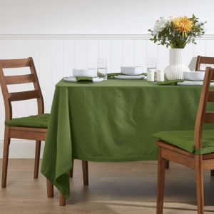 HOMESCAPES Nappe de table rectangulaire en coton unie Vert foncé - 137 x 178 cm - Vert foncé