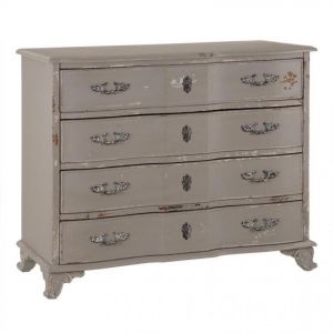 Image de Tousmesmeubles Commode 4 tiroirs Bois/Grise PAULETTE