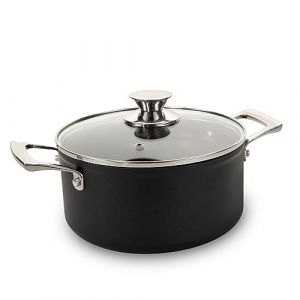 Genius Cerafit Plasma Faitout avec couvercle en verre 20 cm – Casserole recouverte d'un volume de 3 l en acier inoxydable | Casserole à pâtes pour tous les types de cuisinières avec répartition