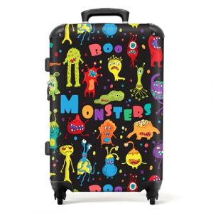 Grand Valise NoBoringSuitcases.com - Bagage léger - 4 roues - 90 Litres - Valise de Voyage - Monstre - Couleurs - Enfants - Espace