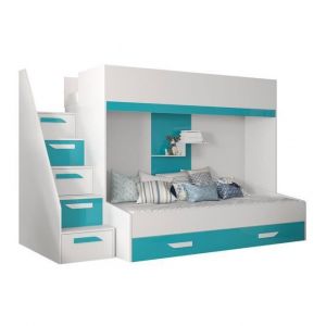 Lit superpos&eacute;s pour chambre enfant - Hartford 356 - Blanc - 247x95x167cm