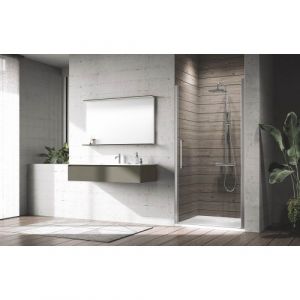 Novellini Porte de douche pivotante 67-71 x H.200 cm verre transparent profil&eacute; silver YOUNG 1B