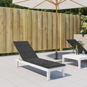 VidaXL Coussin de chaise longue motif &agrave; carreaux noir tissu oxford