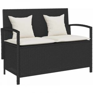 VidaXL Banc de rangement de jardin avec coussin noir résine tressée