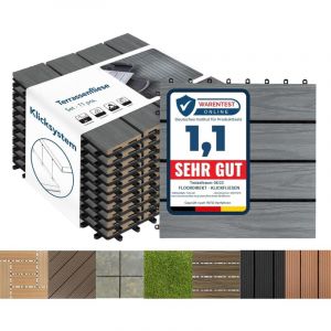 Dalles de Terrasse Lot de 11 pièces, Classic Gris 30 x 30 cm - 1 m²
