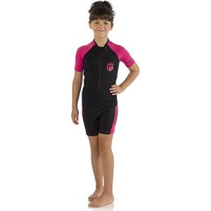 Image de Cressi Little Shark, Shorty Combinaison pour Enfants - Premium Thermique Premium Néoprène 2mm -Noir/Rose- 7/8 Ans