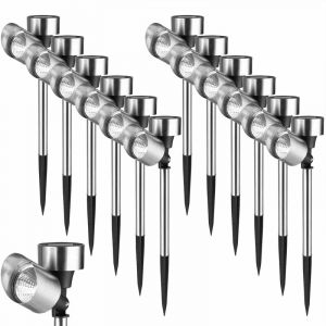 Deuba 12x Lampes solaires LED Autonomie 8h &Eacute;clairage ext&eacute;rieur jardin plantes all&eacute;e