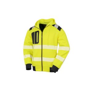 Result Sweat capuche zipp&eacute; hv en polyester recycl&eacute; Jaune / Noir 3XL - Jaune / Noir
