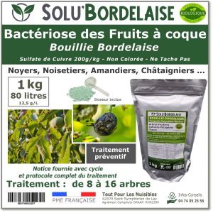 Solu'Bordelaise - 1 kg de Bouillie Bordelaise - Bactériose des Fruits à coque - Utilisable Agriculture Biologique - Sachet Refermable