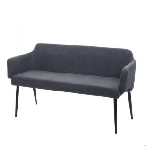 Décoshop26 Banc de salle à manger banquette rembourrée avec dossier accoudoir en tissu anthracite 133 cm 040005867