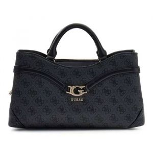 Guess Sac à main gris foncé noir pour femme - Dea Girlfriend Satchel Coal Logo 324983