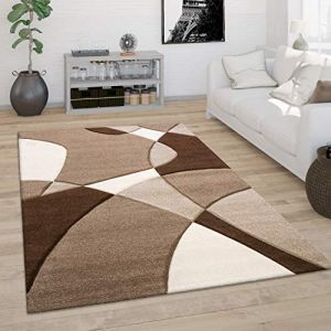 Paco Home - Tapis De Salon Tapis Poil Ras Moderne Look 3D D&eacute;coupe De Contour Motif Abstrait 80x300 cm, Marron