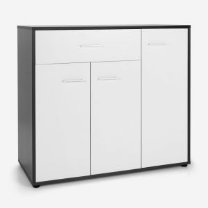 Armoire de Rangement Casier Meuble de Rangement avec 3 Portes et Tiroir pour Salon
