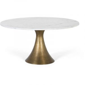 Table basse ronde avec plateau en marbre et structure en aluminium
