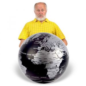 Balvi Globe terrestre - Magic - Couleur noir - Giratoire 360 - Plastique PS 14cm