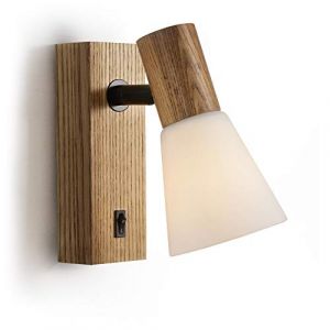 Applique murale - Ouglres - Bois massif - Verre &eacute;pais - Design industriel - Interrupteur int&eacute;gr&eacute;