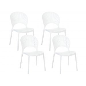 Beliani Lot de 4 Chaises à Manger en Plastique Empilables Polyvalentes Blanc Ostia - Blanc