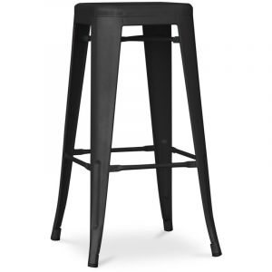Tabouret De Bar - Design Industriel - 76cm - Nouvelle Édition- Metalix Noir
