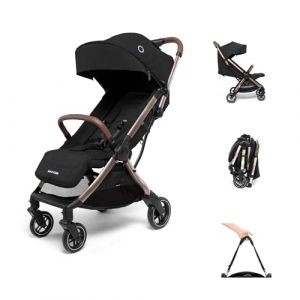 Maxi-Cosi Eva3 Poussette, 0 - 4 ans, 0 - 22 kg, Poussette Bebe, L&eacute;g&egrave;re, Compacte, Position Allong&eacute;e, 3 Positions d'Inclinaison, Pliage Automatique, Sangle de transport, Essential Black Champagne
