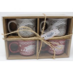 Sabatier Tasses expresso CHALET ROUGE ET BLANC coffret de 4