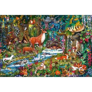 Schmidt Spiele 56532 Animaux dans Les forêts d'europe, Puzzle pour Enfants de 150 pièces en Carton d'herbe, Multicolore