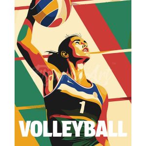 Peinture au num&eacute;ro : Affiche sportive Volley - toile tendue sur ch&acirc;ssis