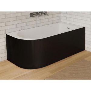 Vente-unique - Baignoire d'angle - 201L - 150 x 75 x 58 cm - Noir brillant - Angle droit - anika