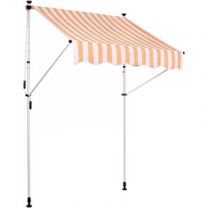 CLP Auvent A Pince Westerly avec Cadre en Acier Inoxydable I Store Protecteur Anti UV Hydrofuge Et Anti-Salissures I Marquise, Couleur:weiß/Gelb, Taille:150x120 cm