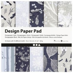 Creotime Papier scrapbooking Design - Hiver bleu - 15 x 15 cm - 50 feuilles
