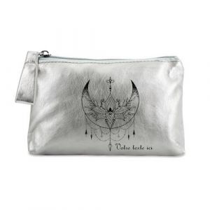 Image de Trousse de maquillage Taperso argent personnalisable motif lotus et astrologie