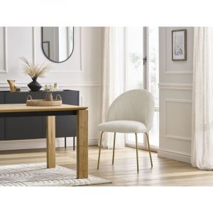 Bobochic Chaise et fauteuil de table Chaise lalie tissu velours côtelé et pieds métal or Beige - Beige