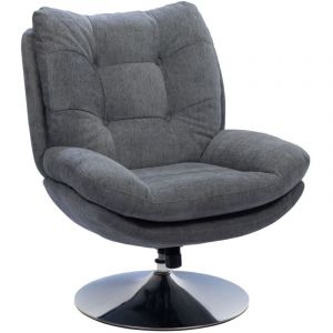 Hellin Fauteuil de salon relax pivotant en tissu - eric
