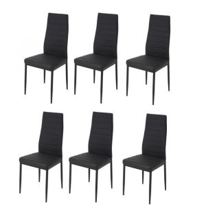 Lot de 6 chaises Simili noir L 42 x P 49 x H 97 cm JIM
