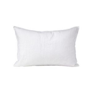 Olivier Desforges Taie d'oreiller lin lavé 100% lin 160 gr/m², Petit Jour Blanc - Couleur Blanc - Taille M