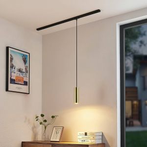 Luminaire sur rail électrique 'Linaro' en métal pour salon & salle à manger - noir, doré