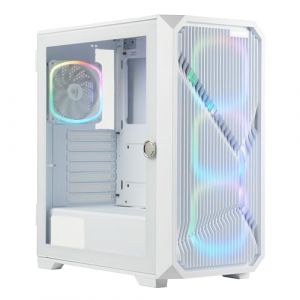 Enermax ENERPAZO EP237 - Boîtier PC de Jeu ATX Tour Moyenne Blanc Neige - INCL. 4 x Ventilateurs SquA R.G.B White PWM 12cm - 2X USB3.2 Gen1-1x USB2.0 ; ECA-EP237-WW-ARGB