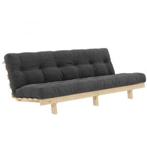 Banquette convertible futon LEAN bois de pin coloris charbon 130x200 cm