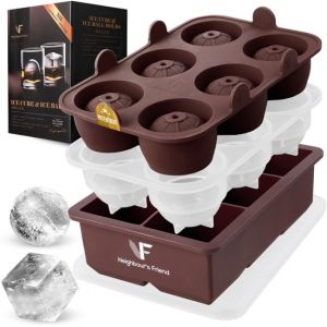 Neighbour's Friend Moule à glace XXL breveté et moule à glaçons - 6x boules de glace & 6x glaçons en silicone platine - lavable au lave-vaisselle