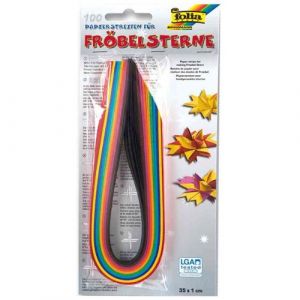 Folia 1295, Bandes de Papier pour &eacute;toiles Grenouilles Toute l'ann&eacute;e, 100 Bandes tri&eacute;es en Couleurs Toutes Saisons