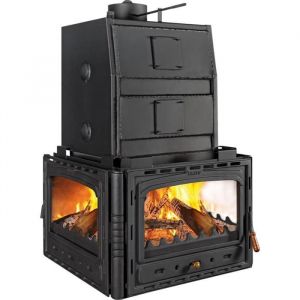 Insert cheminée hydraulique PRITY 3C W35 – 40 kW Porte en fonte 60 L d'eau