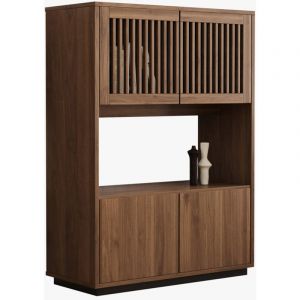 Oleylucklive - Armoire rangement bois noyer 120x88x40cm avec étagère ouverte