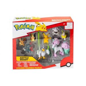 Coffret 8 Pokemon Pikachu Evoli Moumouton Farfuret Voltoutou Palarticho Ponyta De Galar Morpeko - Set Figurine + 1 Carte Tigre