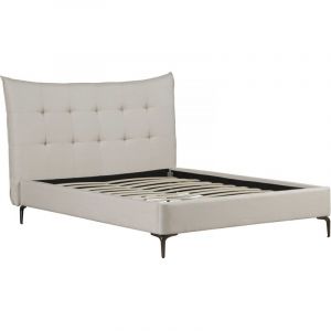 Lit double en tissu capitonné Aspen 140 x 190 cm - Beige