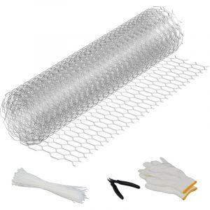 Relaxdays Treillis métallique pour clôture de poulailler, clôture Potager en Jardin, 40 cm x 5 m, Maille galvanisée de 15 x 25 mm, Acier, Argent