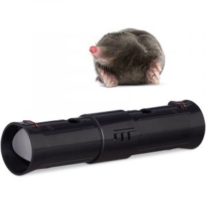 Relaxdays Piège à taupe, lot de 2, tunnel piège vivant défense animale lutte anti taupe piège tube plastique 2 ouvertures, noir