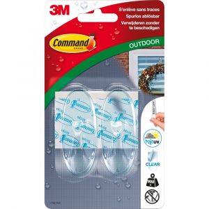 3M 2 Crochets Ovales transparents pour Extérieur Command, moyen modèle et 4 languettes, 900g