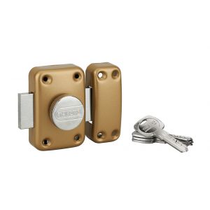 THIRARD Verrou &agrave; bouton Trafic 6 pour porte d'entr&eacute;e, cylindre 45mm, acier, 4 cl&eacute;s, &eacute;poxy or