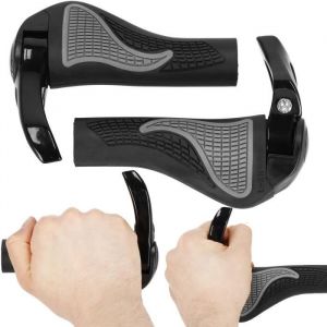 Poignées De Vélo Ergonomiques Springos En Caoutchouc Souple Antidérapant 14 Cm - Noir